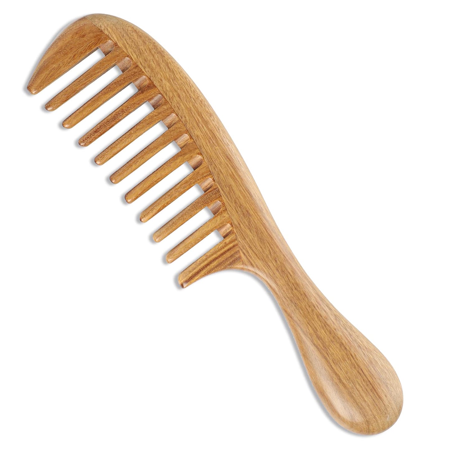 Onedor Handmade 100% Natural Green Sandalwood Hair Combs - Anti-Static Sandalwood Scent Natural Hair Detangler Wooden Comb (Wide Tooth),1 Count (Pack of 1) | Handmade, 0.15 in Tooth Spacing, Smooth Rounded Teeth, Helps Reduce Static, Less Pulling, Wavy Th