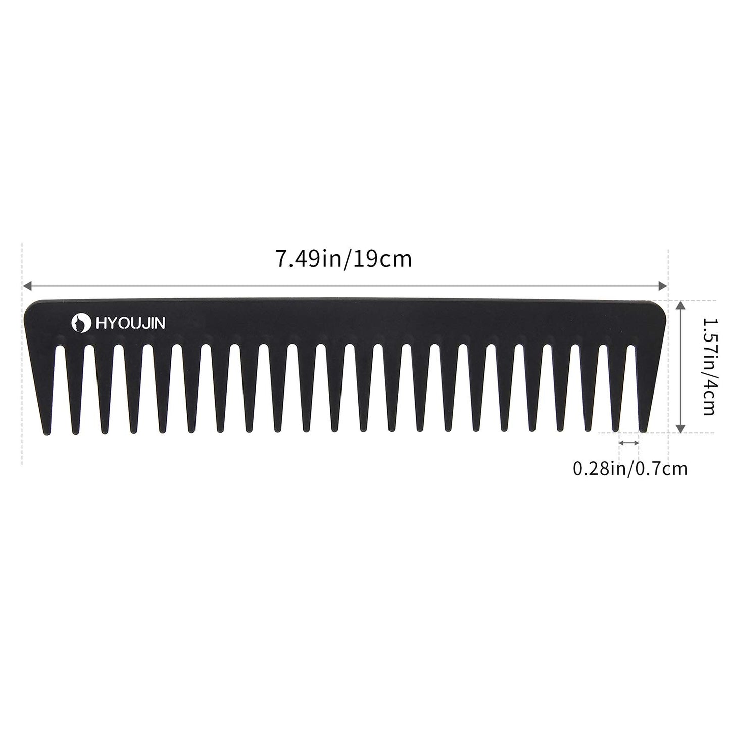 HYOUJIN 601 Carbon Wide Tooth Comb Detangler Comb for Detangling Wet Hair | Detangling Wide Tooth Comb For Shower,Wet,Dry,Long Hair,No Handle,Anti-Static,Heat Resistant to 230℃,Travel for Women and Men