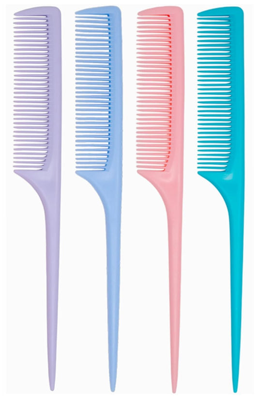 4 Pcs Rat Tail Comb Set for Women -Fine Tooth Styling comb with Pick, Anti-Static Heat Resistant Teasing Comb,Professional Hair Parting Tools for Smooth Detangling, Updos & Salon-Perfect Hairstyles.