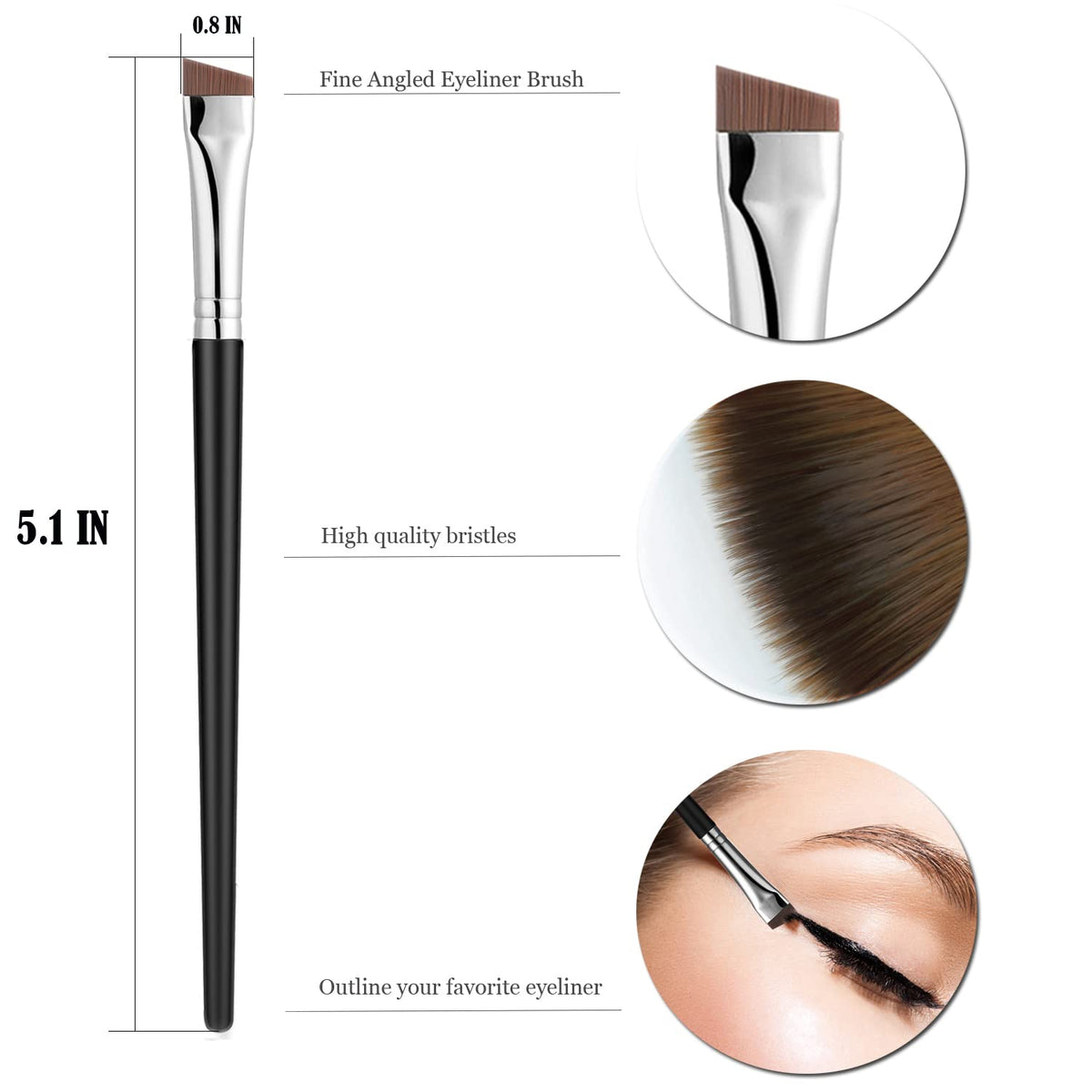 Fine Angled Eyeliner Brush, JASSINS Ultra thin EyeLiner Brushes Set(3PCS) | Fine Point Eyeliner Brush,Synthetic Bristles Eye Makeup Tool,Multi-Purpose Eyeliner Brushes for eyeliner,brows and eye makeup