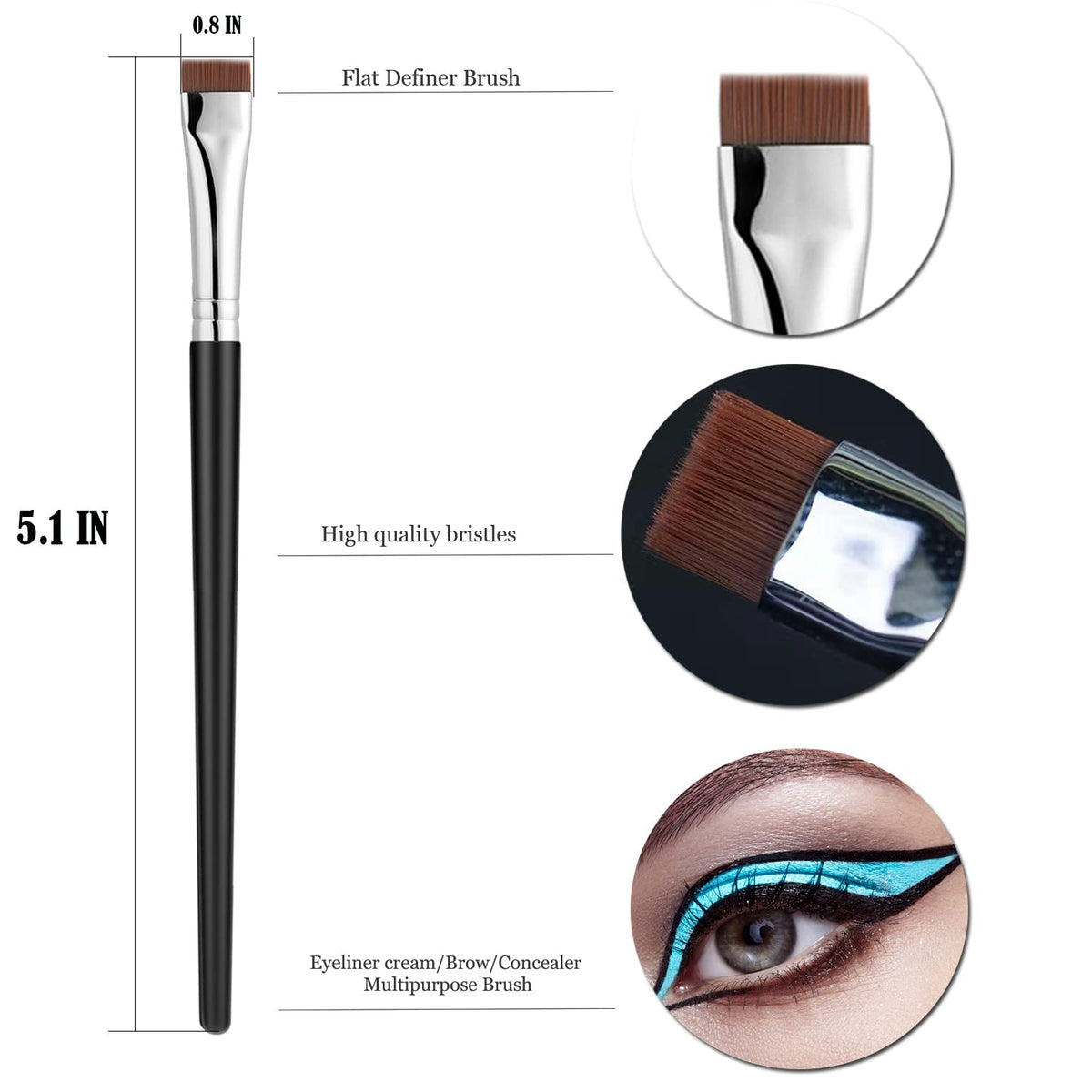 Fine Angled Eyeliner Brush, JASSINS Ultra thin EyeLiner Brushes Set(3PCS) | Fine Point Eyeliner Brush,Synthetic Bristles Eye Makeup Tool,Multi-Purpose Eyeliner Brushes for eyeliner,brows and eye makeup