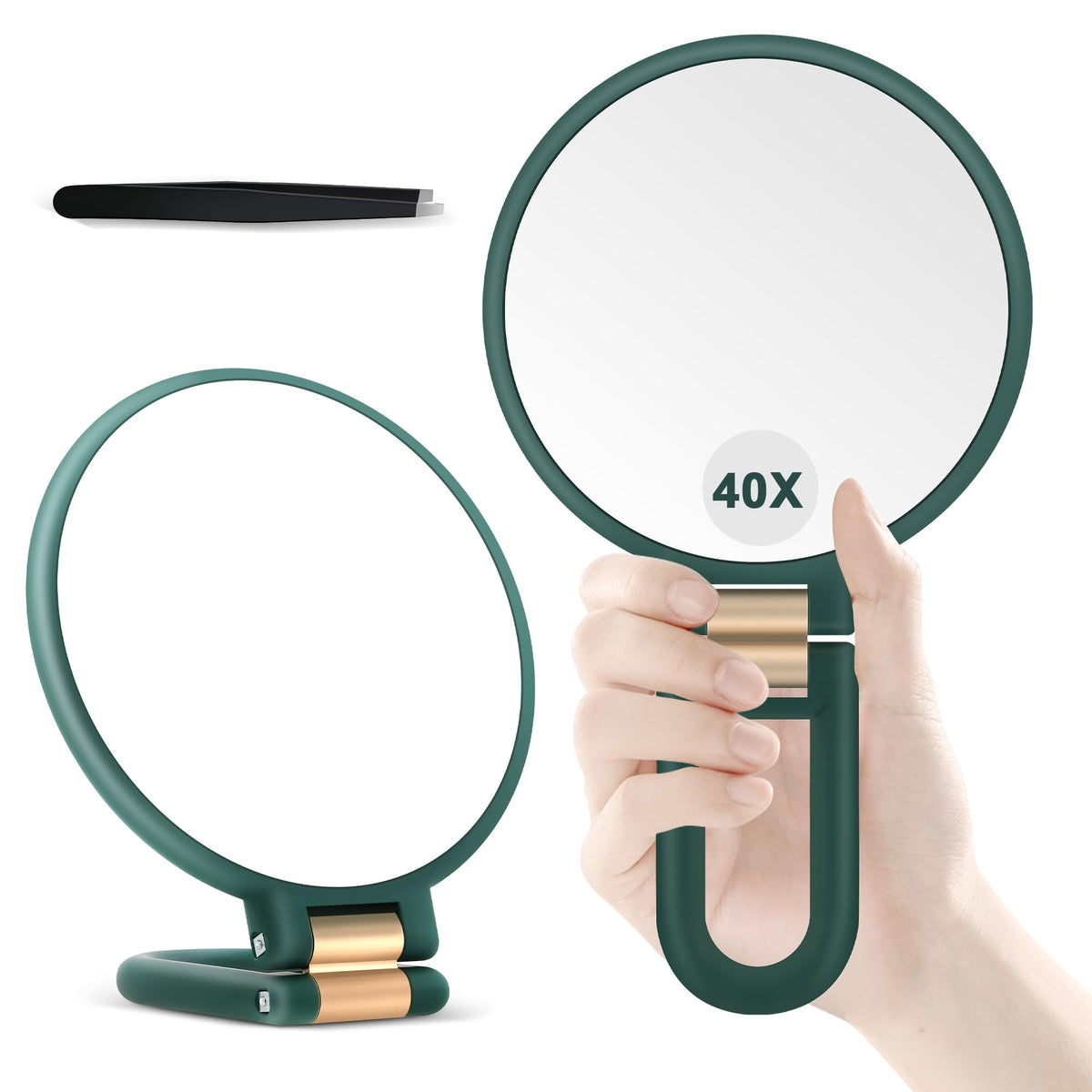30X Magnifying Mirror, Hand Mirror with Handle, Double Sided Hand Mirror with 30X/1X Magnification, Travel Essential Portable Foldable Makeup Mirror for Precision Makeup Black