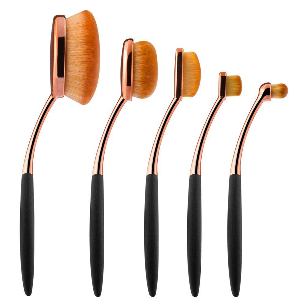 Yoseng Oval Foundation Brush 5 Pcs Toothbrush makeup brushes Fast Flawless Application Liquid Cream Powder Foundation