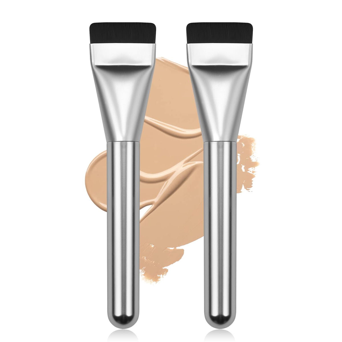 Flat Foundation Brush,Korean Makeup Brush Spatula Facial Brush | For Liquid Foundation,Premium Face Makeup Brush for Blending Cream (Silver)
