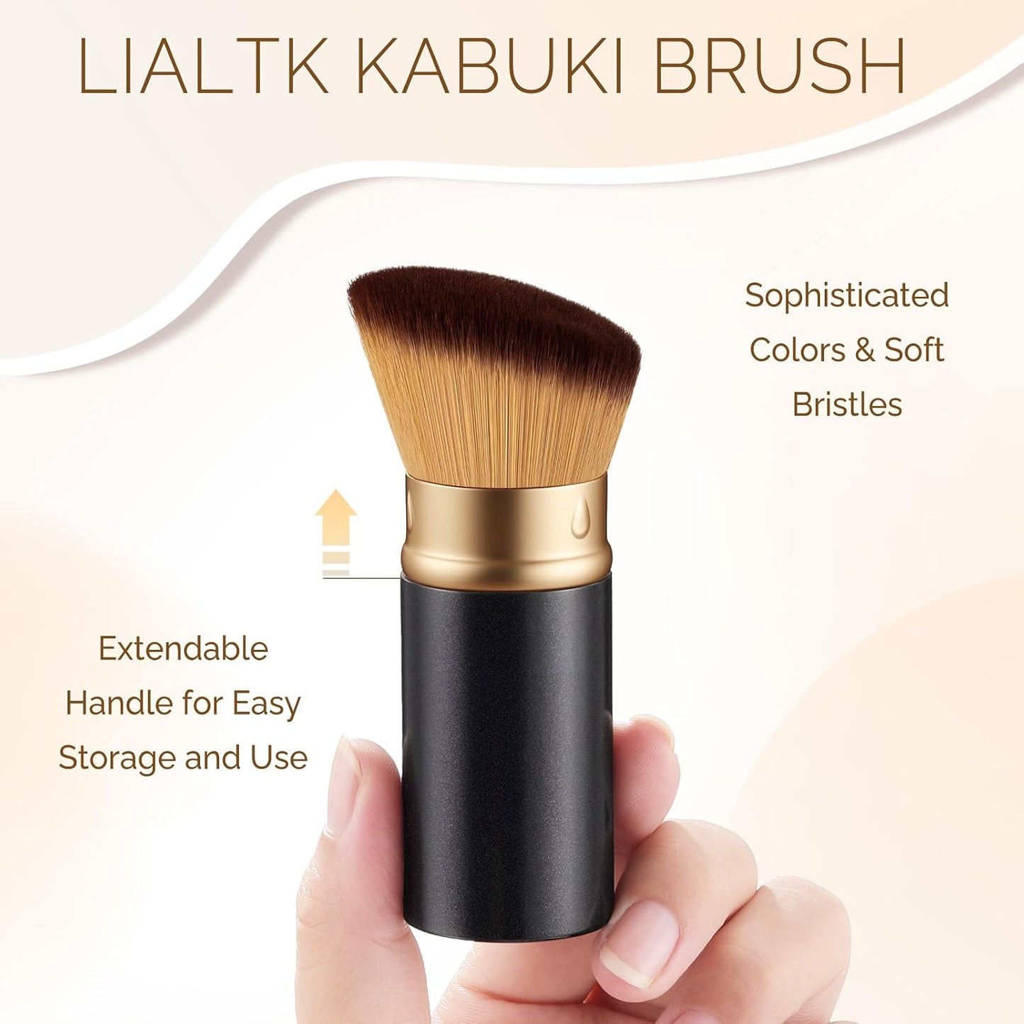 Angled Kabuki Brush with Retractable Desige For Professional makeup | Flawless Application of Foundation,Powder,Blush,Bronzer With Aluminium Body, Non-Toxic Bristles,Cream&liquid cosmetics(Black)