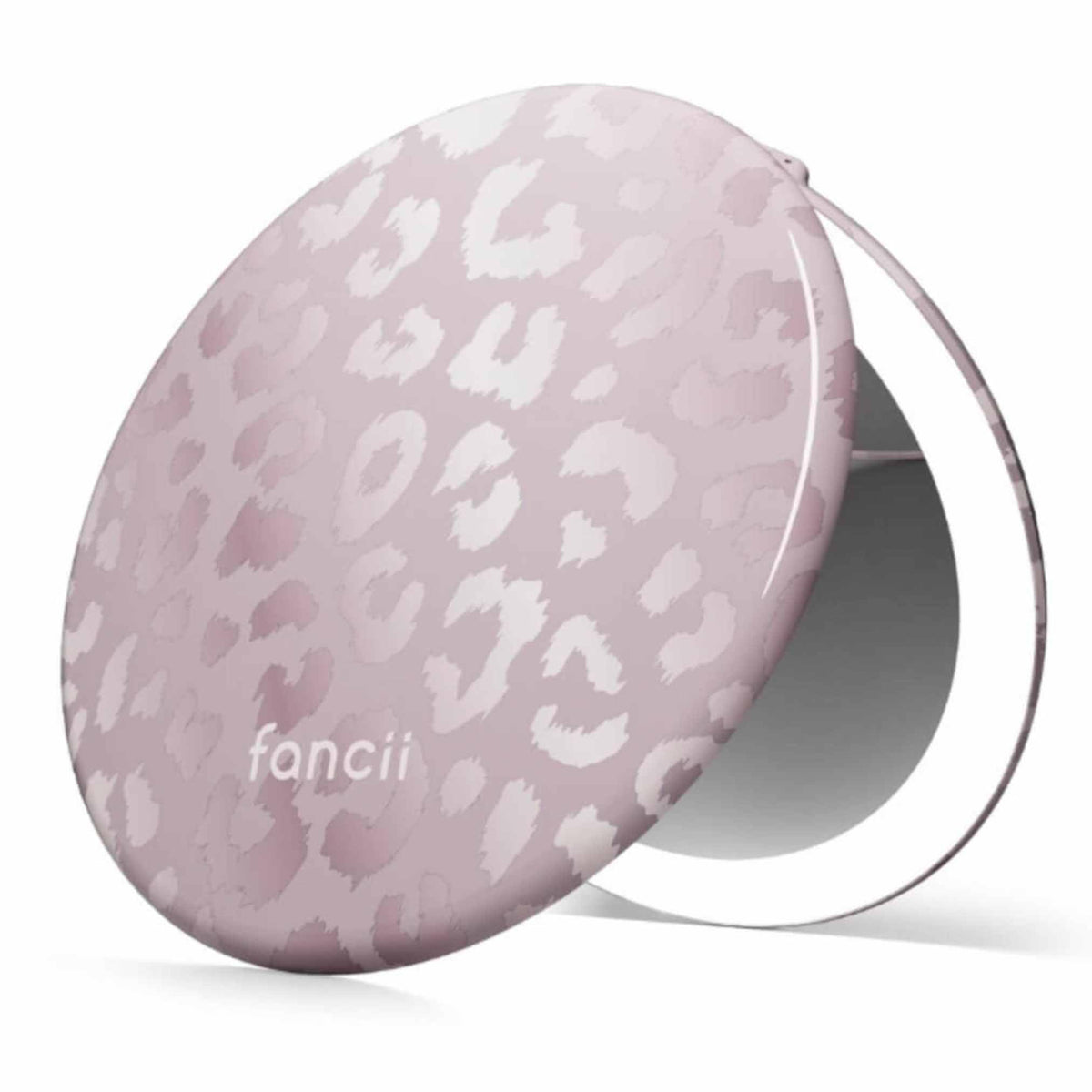 Fancii Taylor LED Lighted Travel Makeup Mirror, Rechargeable with 10x/1x Magnifying & 3 Light Settings - Compact, Portable, Large 5” Wide Hand Mirror for Handbag and Purses (Rose Gold)