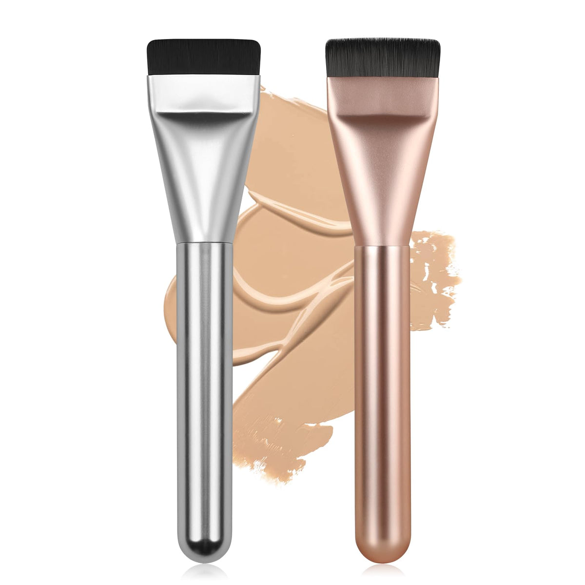 Flat Foundation Brush,Korean Makeup Brush Spatula Facial Brush | For Liquid Foundation,Premium Face Makeup Brush for Blending Cream (Silver)