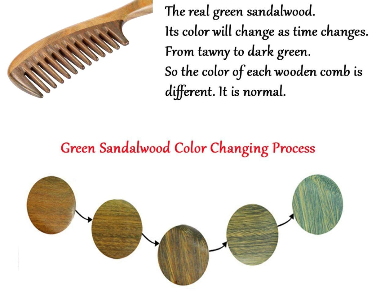 Louise Maelys Wooden Wide Tooth Hair Comb for Curly Detangling Sandalwood | Anti Static Smooth Teeth Reduce Snagging Breakage Scalp Massage Travel Friendly Size Grooming Gentle Hair Care Tool