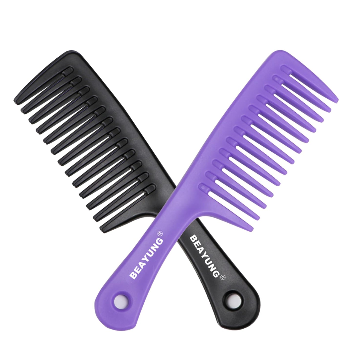 2PCS Large Wide Tooth Comb, Shower Combs, Hair comb for wet curly hair, Durable Hair Brush for Best Styling and Professional Hair Care(1Black,1White)