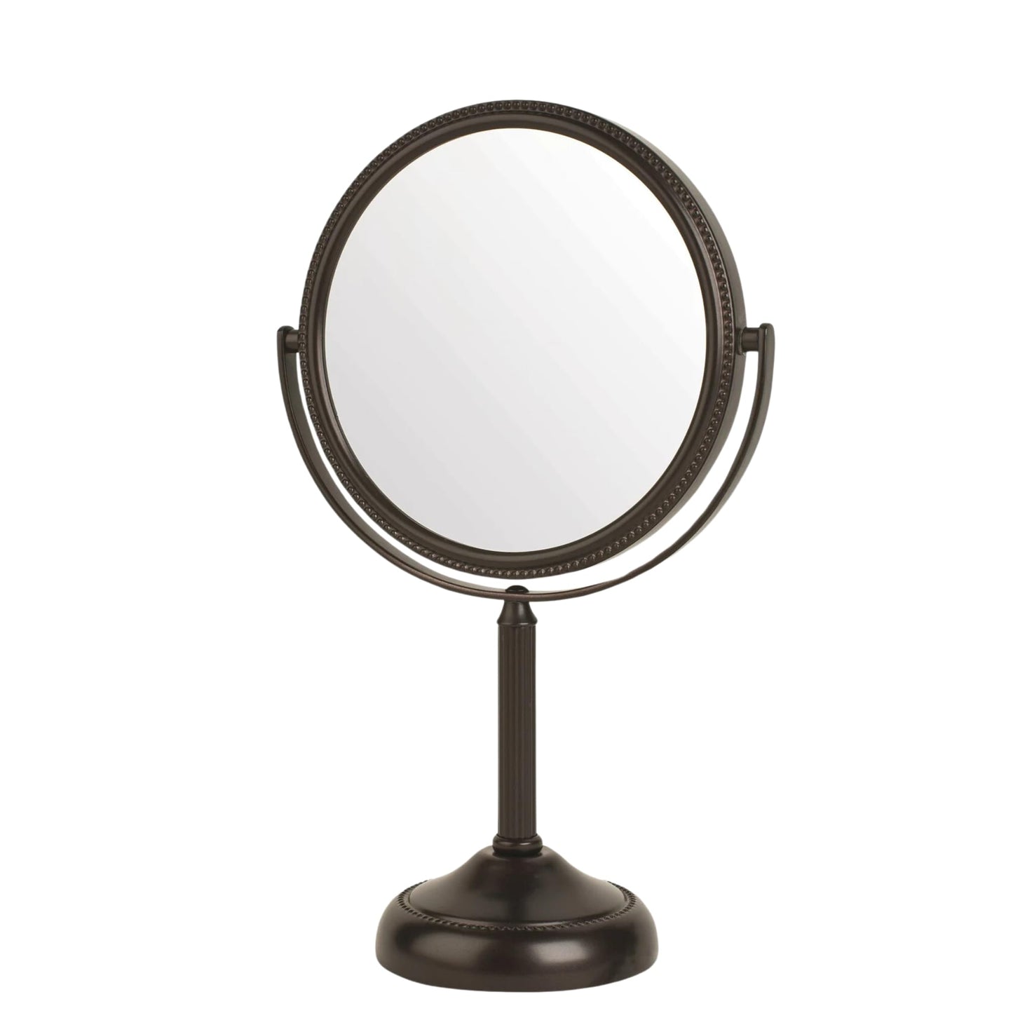 JERDON 6" Tabletop Makeup Mirror - 10X Magnification - Nickel - JP910NB | Two-Sided Swivel Design, 11" Tall, Portable
