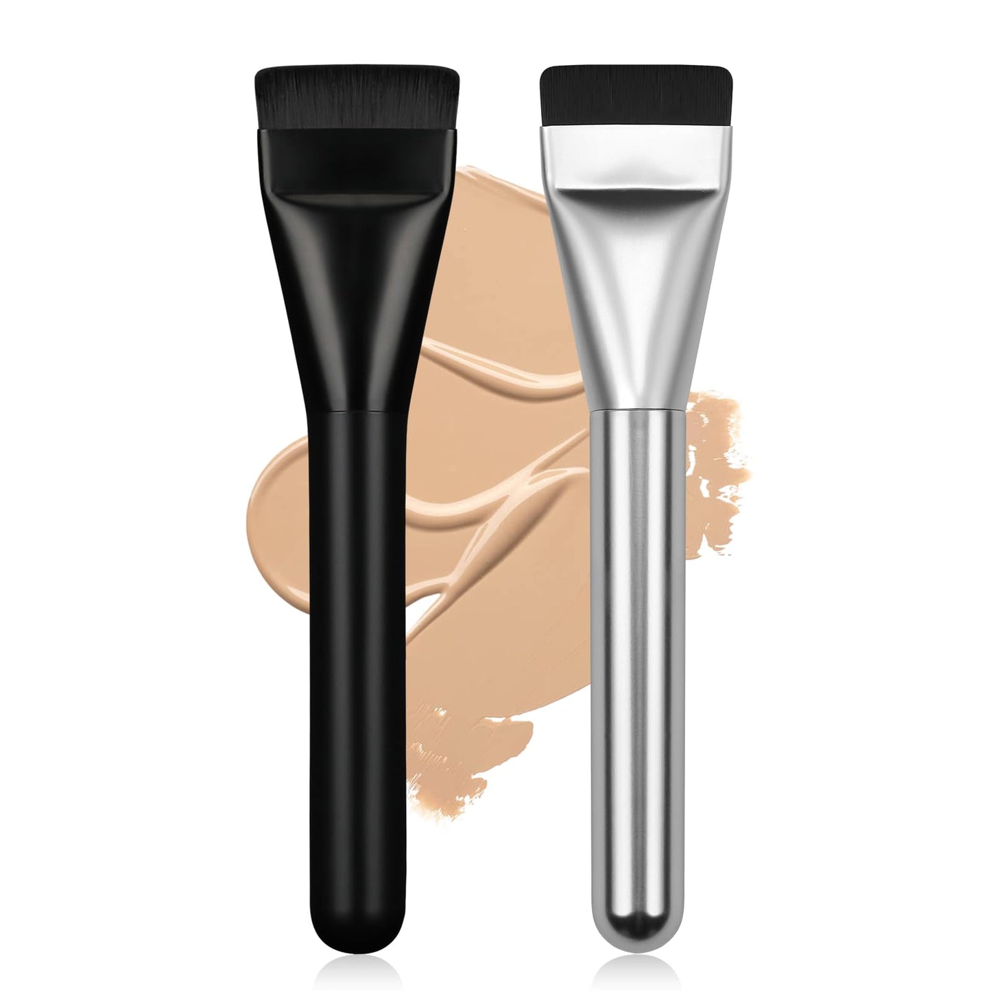 Flat Foundation Brush,Korean Makeup Brush Spatula Facial Brush | For Liquid Foundation,Premium Face Makeup Brush for Blending Cream (Silver)