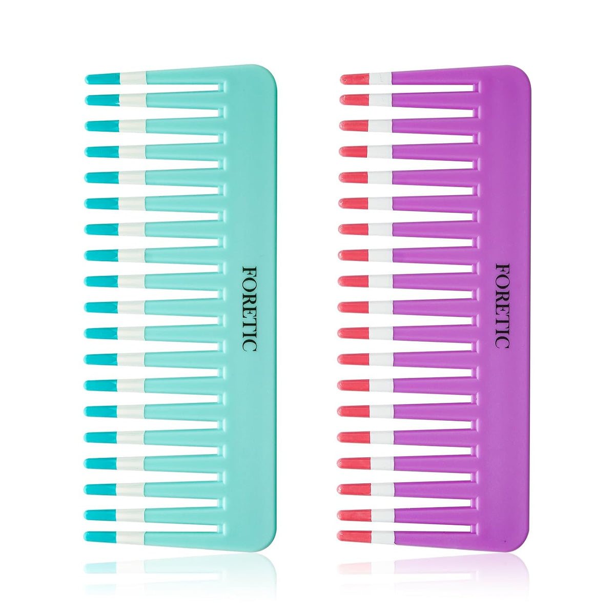 2-Pack Wide-Tooth Anti-Static Comb Set-6.1inch Handle-Free Design, Suitable for Curly, Wet & Dry Hair, Portable Travel Detangling Comb (Purple+Blue)