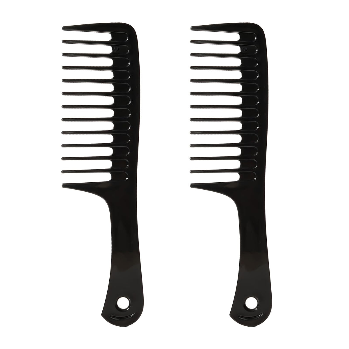 2PCS Wide Tooth Comb for Curly Hair, Large Detangling Comb for Wet or Dry Hair, Shower Comb for Women and Men(Black-Pink)