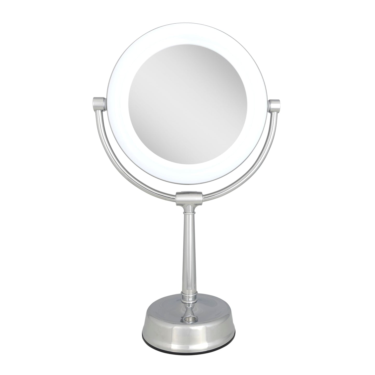 Zadro Lexington LED Lighted Makeup Mirror with Magnification Two-Sided Swivel Mirror with Lights for Makeup Desk Vanity (10X/1X, 12" W x 20" H, 10" Head, 7.5" Mirror, Satin Nickel)