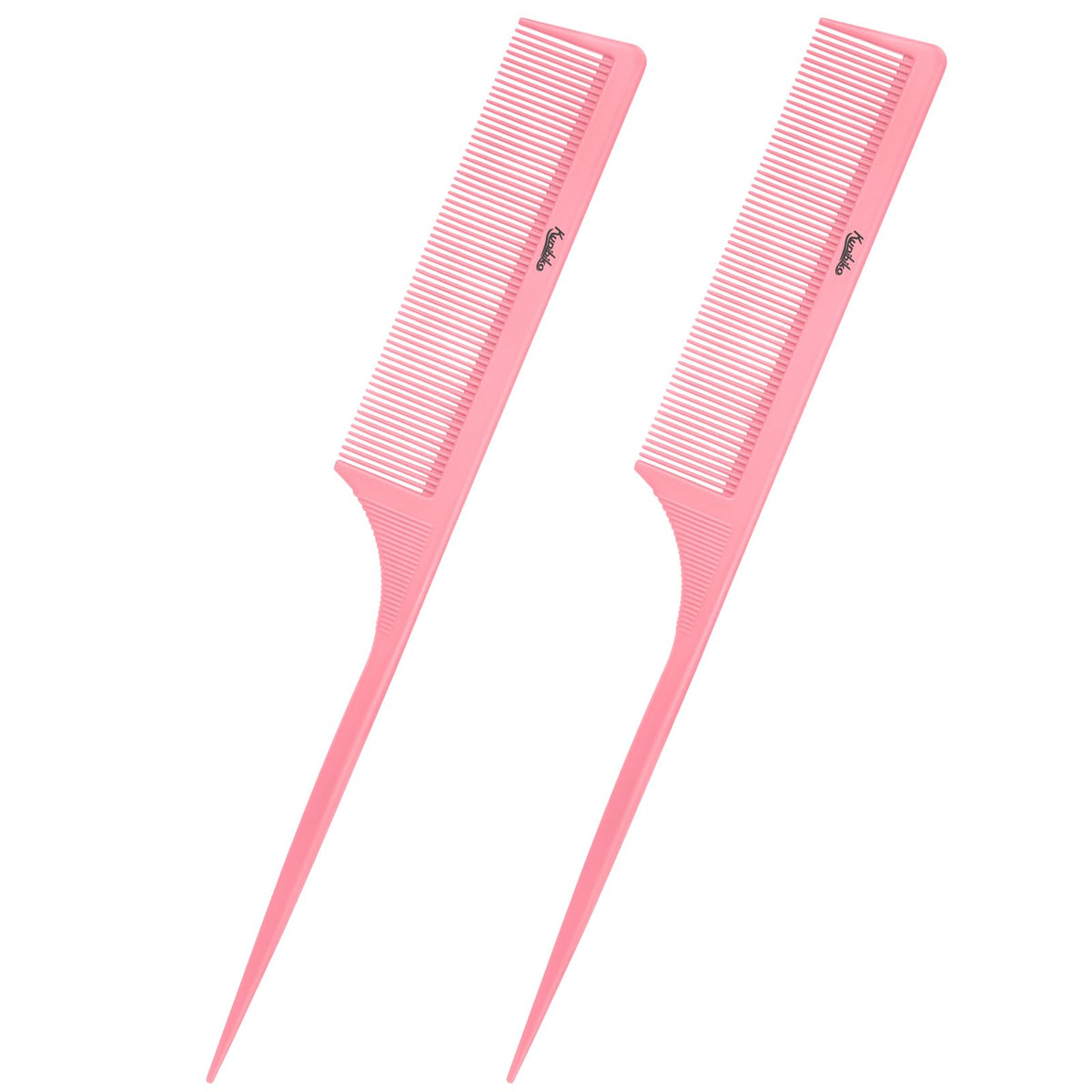 2Pcs Rat Tail Comb Parting Combs for Women, Fine Tooth Parting Tip Carbon Fiber Root Teasing Anti Static Hair Comb for Styling (Green,Black)