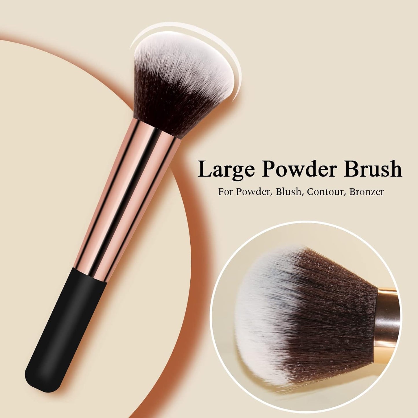 Makeup Brushes, Large Powder Brush & Foundation Brush Flawless Finish | for Highlighter, Loose Powder, Blush, Cream, Contour, Concealer, Blending Liquid, Cruelty-Free