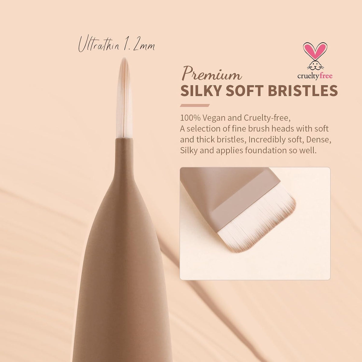 docolor Flat Foundation Brush Korean Makeup Brush Liquid Makeup Brush Premium Makeup Face Brush for Blending, Cream, Thin Foundation Brush Makeup Tool Face Foundation Flat Brush,Khaki