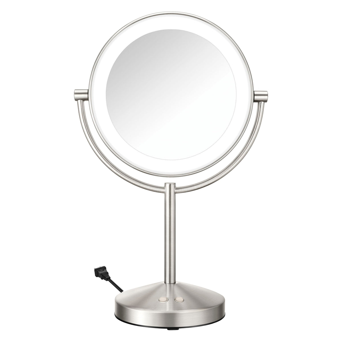 Conair Lighted Makeup Mirror, Double-Sided LED Vanity Mirror with 1X/10X Magnification, 3 Light Settings, 3 Modes, 360° Rotation, Matte Black Finish