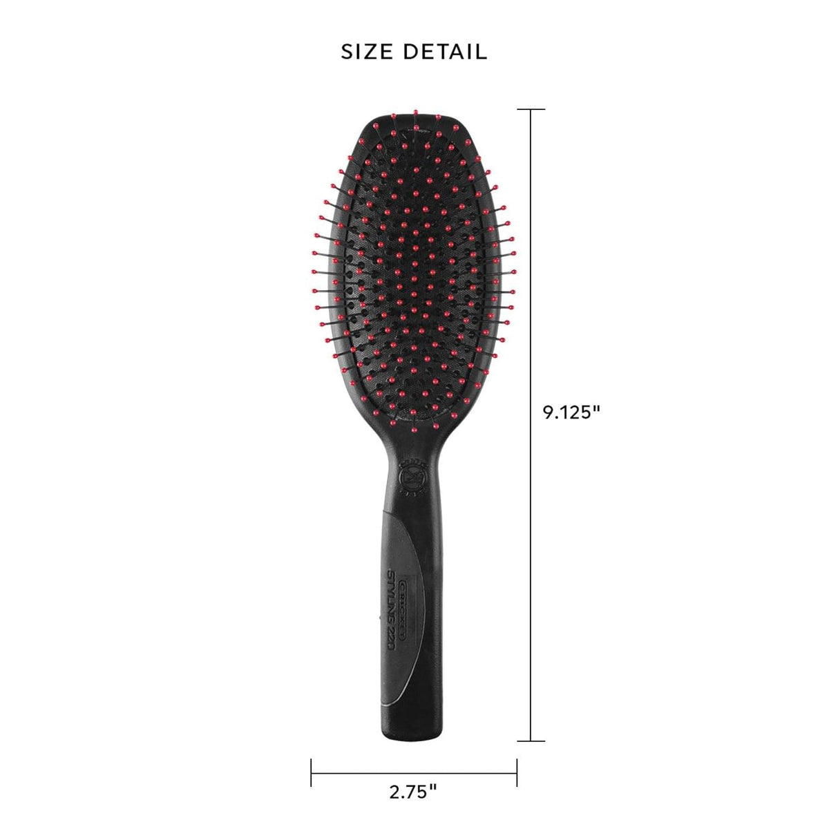 Cricket Static Free Cushion Styling 220 Hair Brush - Smoothing, Detangling, and Frizz-Free Styling - Anti-Static Metal Bristles for Thick, Curly, and Heavy Hair
