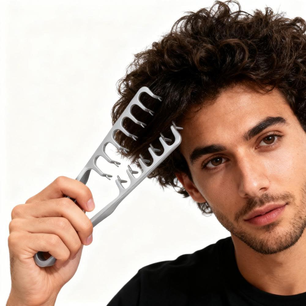 2 Packs Texture Comb - Wide & Fine-Tooth Volumizing Hair Styling Tool, Anti-Frizz Fluffy Hairbrush for Men & Women, Suitable for All Hair Types (Black + Gray)