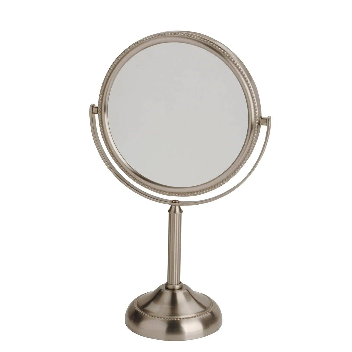 JERDON 6" Tabletop Makeup Mirror - 10X Magnification - Nickel - JP910NB | Two-Sided Swivel Design, 11" Tall, Portable