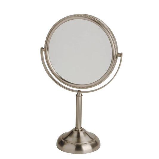 JERDON 6" Tabletop Makeup Mirror - 10X Magnification - Nickel - JP910NB | Two-Sided Swivel Design, 11" Tall, Portable
