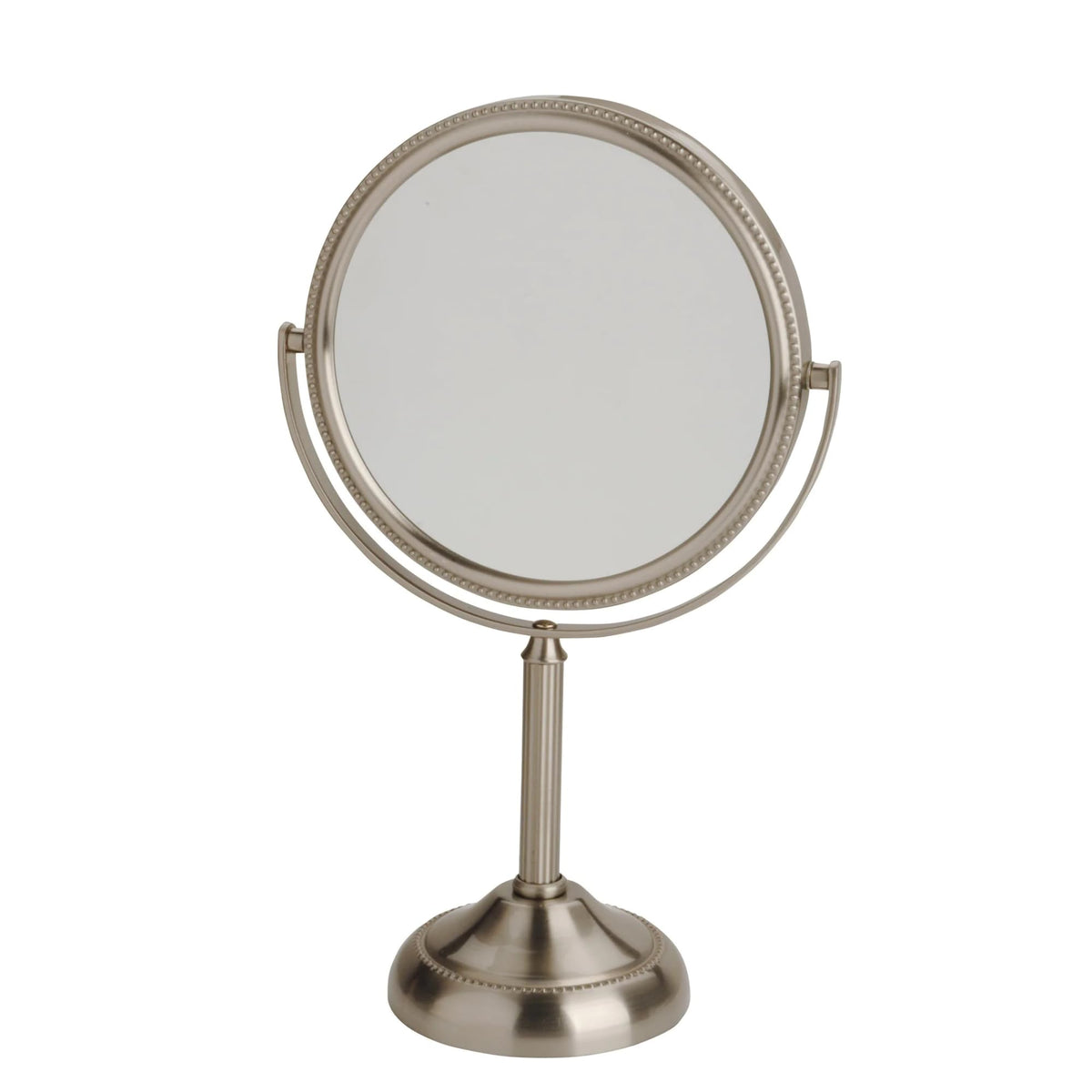 JERDON 6" Tabletop Makeup Mirror - 10X Magnification - Nickel - JP910NB | Two-Sided Swivel Design, 11" Tall, Portable