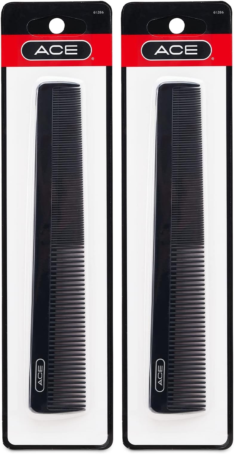 GOODY ACE ACE All Purpose Hair Comb - 7 Inch, Black - Great for All Hair Types - Fine Comb Teeth for Thin to Medium Hair,61286, 1 Count (Pack of 1)