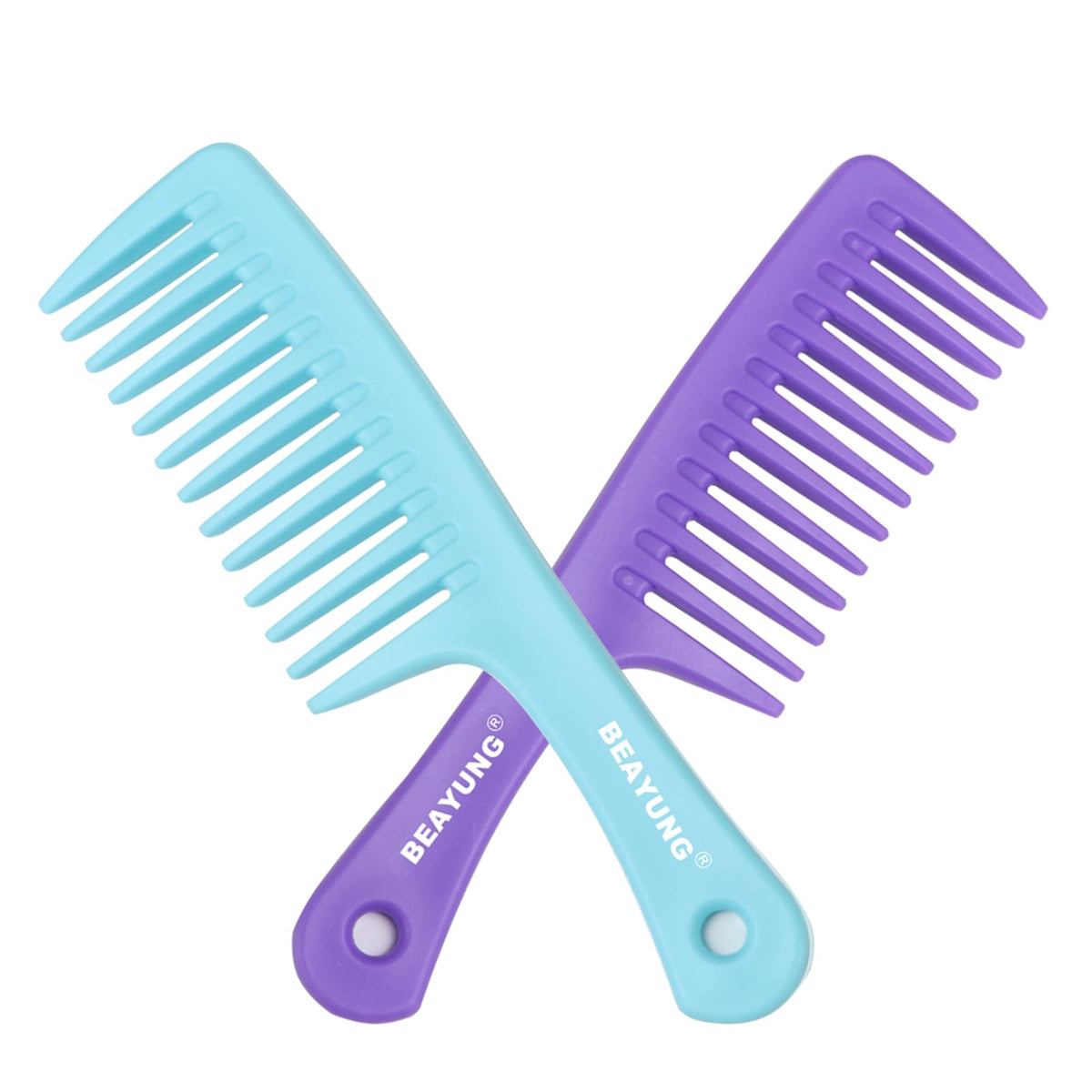 2PCS Large Wide Tooth Comb, Shower Combs, Hair comb for wet curly hair, Durable Hair Brush for Best Styling and Professional Hair Care(1Black,1White)