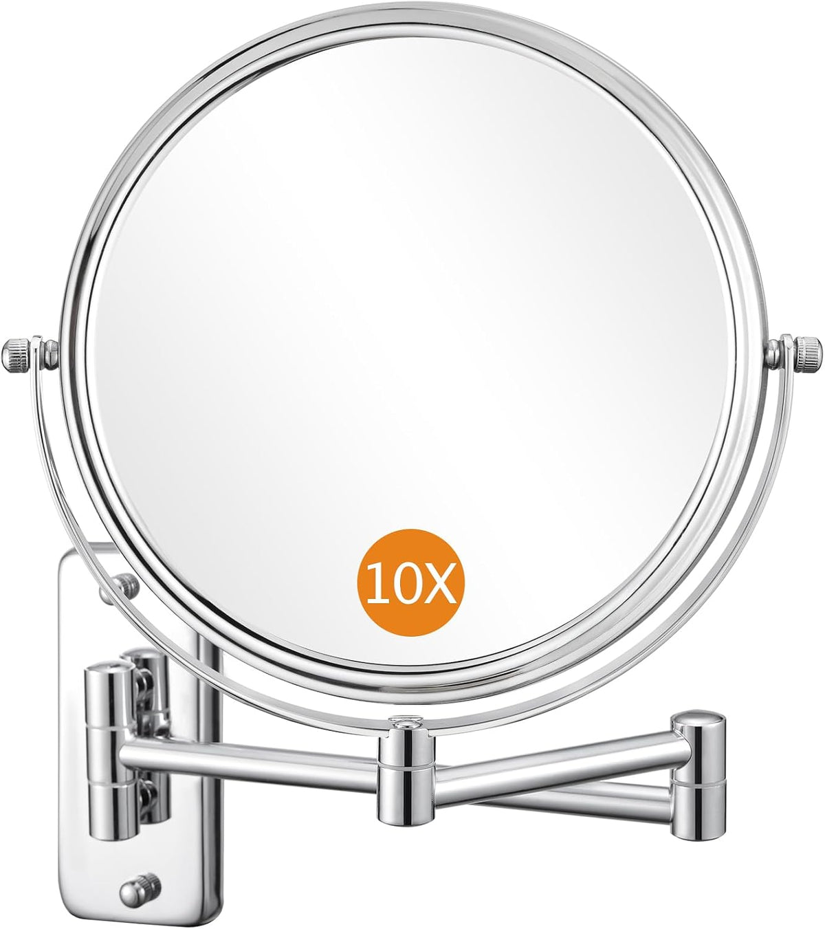 DECLUTTR 8 Inch Wall Mounted Magnifying Mirror with 10x Magnification, Double Sided Vanity Makeup Mirror for Bathroom, Chrome Finished