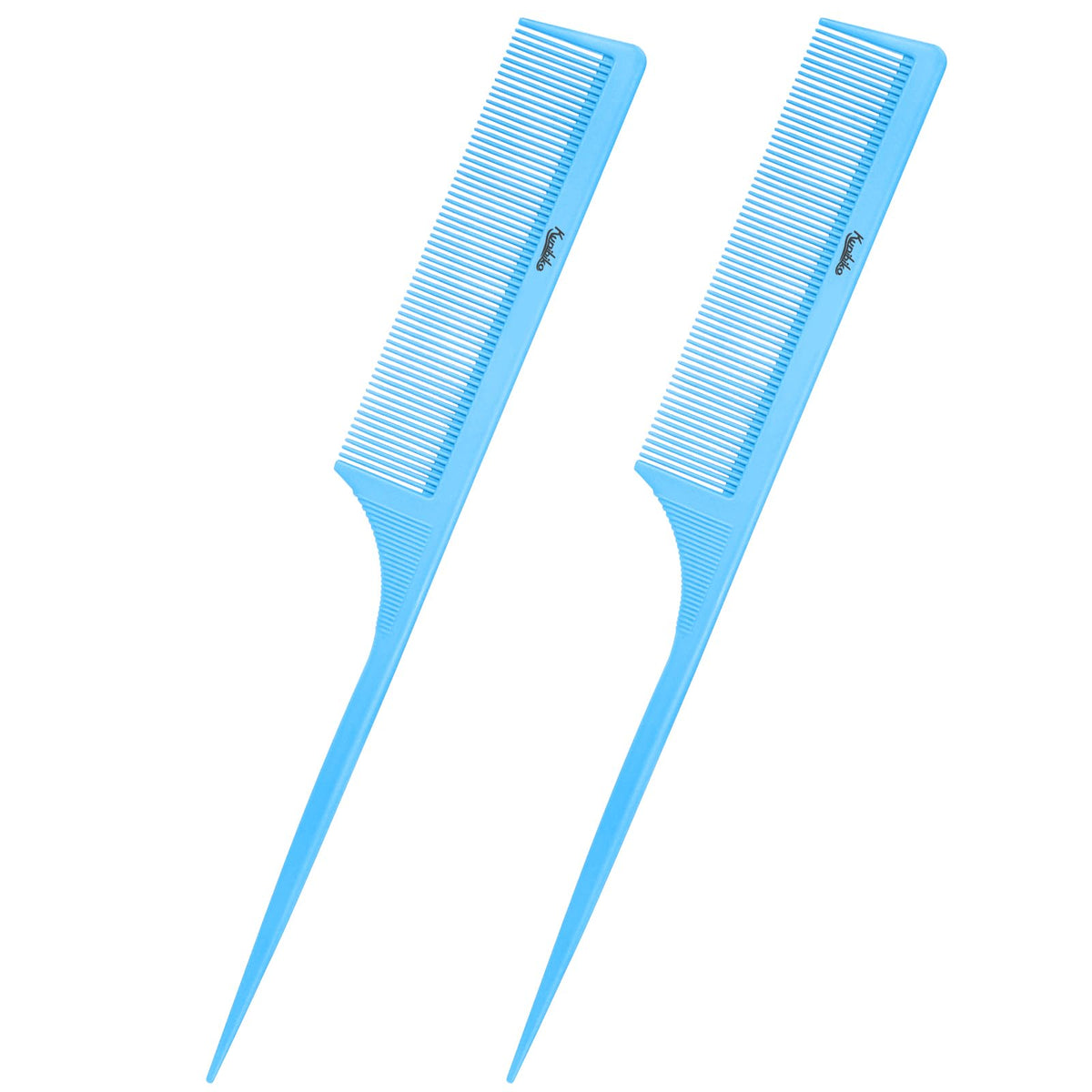2Pcs Rat Tail Comb Parting Combs for Women, Fine Tooth Parting Tip Carbon Fiber Root Teasing Anti Static Hair Comb for Styling (Green,Black)