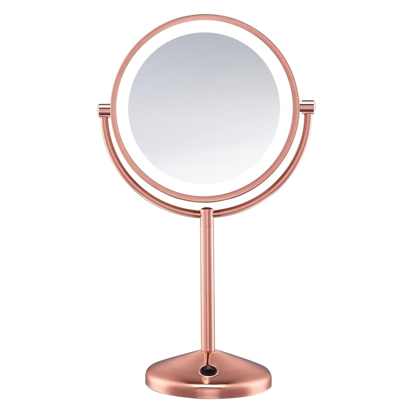 Conair Lighted Makeup Mirror, LED Vanity Mirror, 1X/10X Magnifying Mirror, Double Sided, Battery Operated in Rose Gold