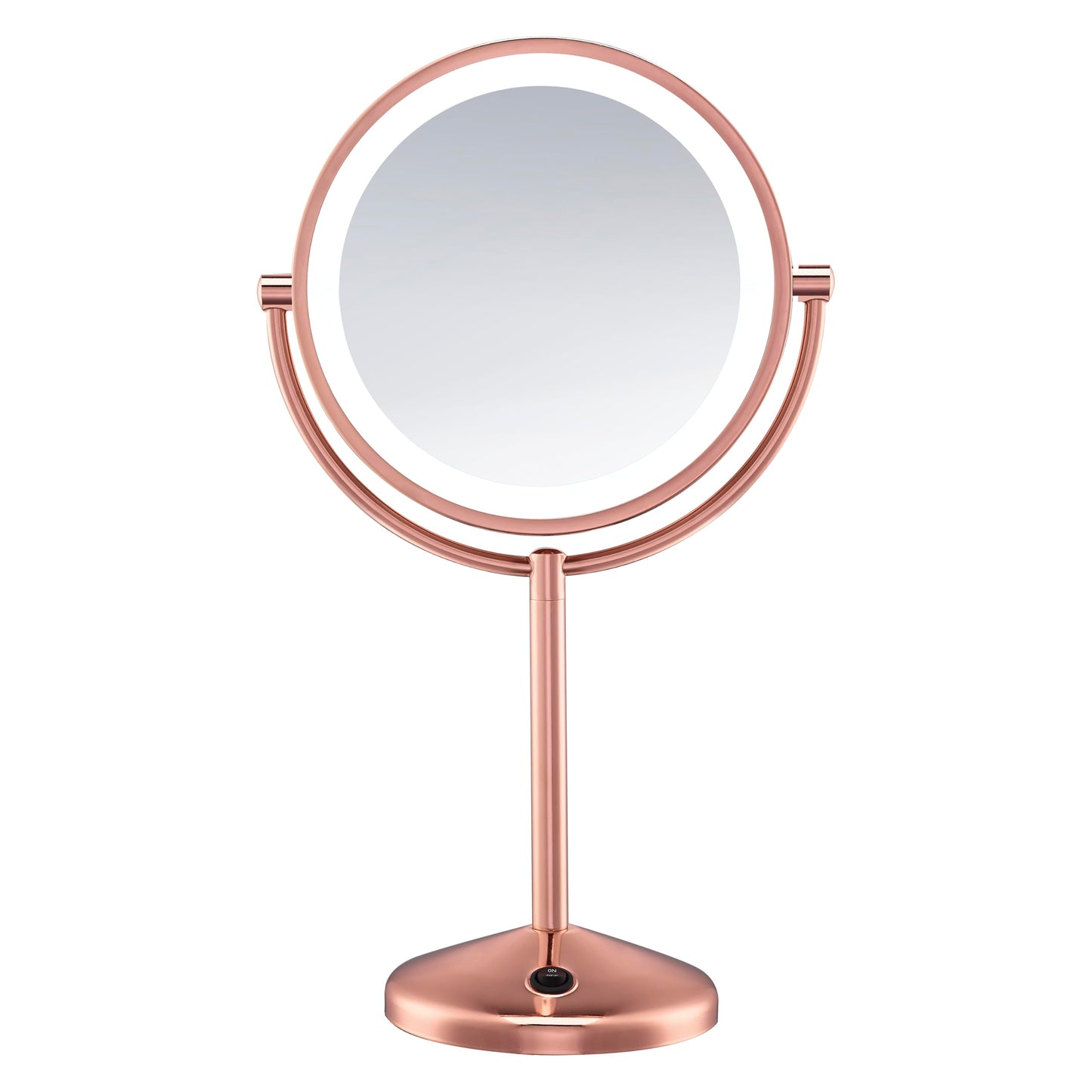 Conair Lighted Makeup Mirror, LED Vanity Mirror, 1X/10X Magnifying Mirror, Double Sided, Battery Operated in Rose Gold