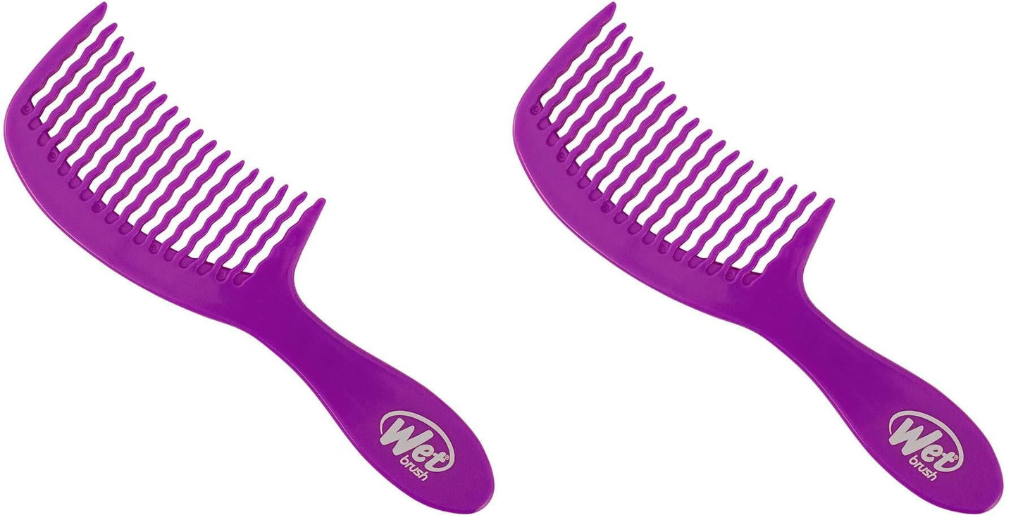 Wet Brush Detangling Comb, Black - Wide Tooth Hair Detangler with WaveTooth Design That Gently and Glides Through Tangles - Brush Throough Conditioner and Hair Masks - Gentle On Scalp and Pain-Free