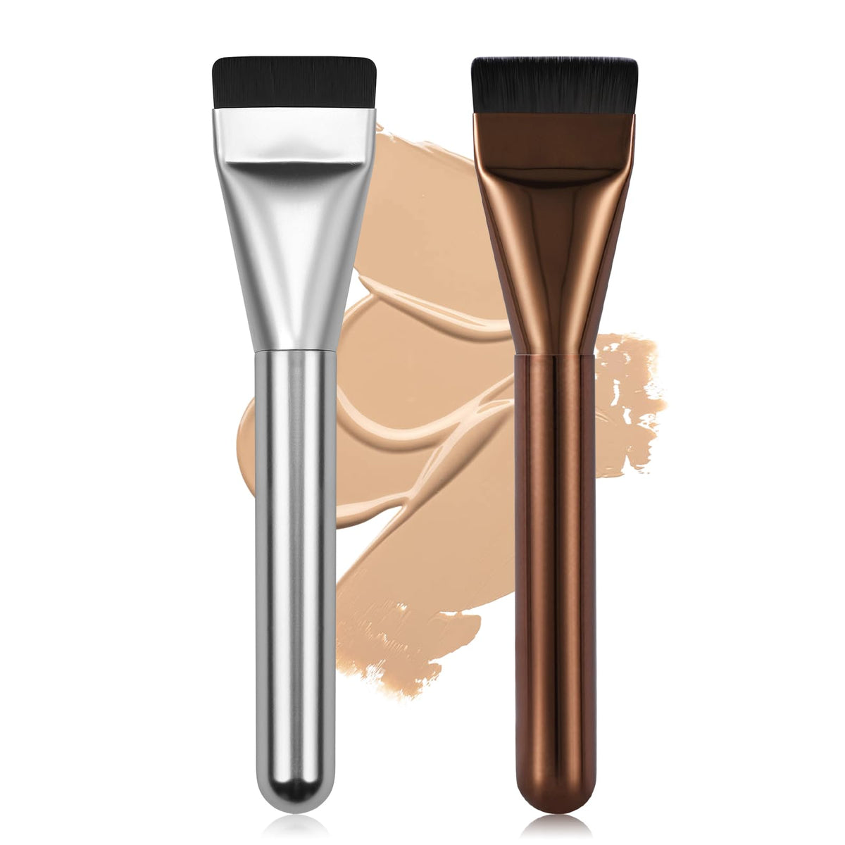 Flat Foundation Brush,Korean Makeup Brush Spatula Facial Brush | For Liquid Foundation,Premium Face Makeup Brush for Blending Cream (Silver)