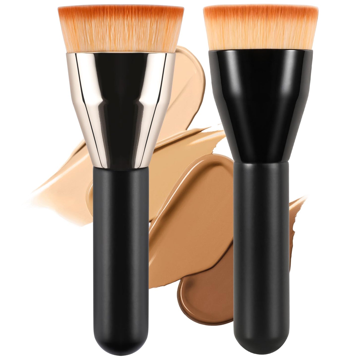 Foundation Brush for Mature Skin, Flat Top Kabuki Makeup Brush for Liquid Foundation, Cream & Powder, Premium Face & Body Buffing Blending Brush for Streak-Free Finish