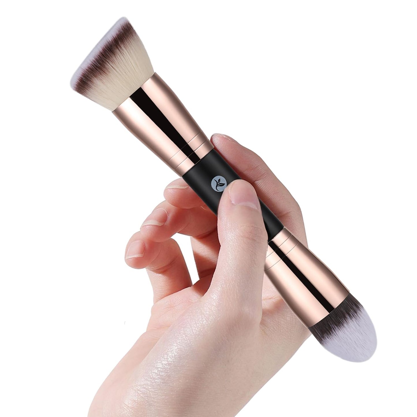 Foundation Brush, Premium Dual Powder Concealer Makeup Brush | Double Ended Contour Brushes Flat & Angled Top for Blending Liquid Powder Concealer Cream Blush