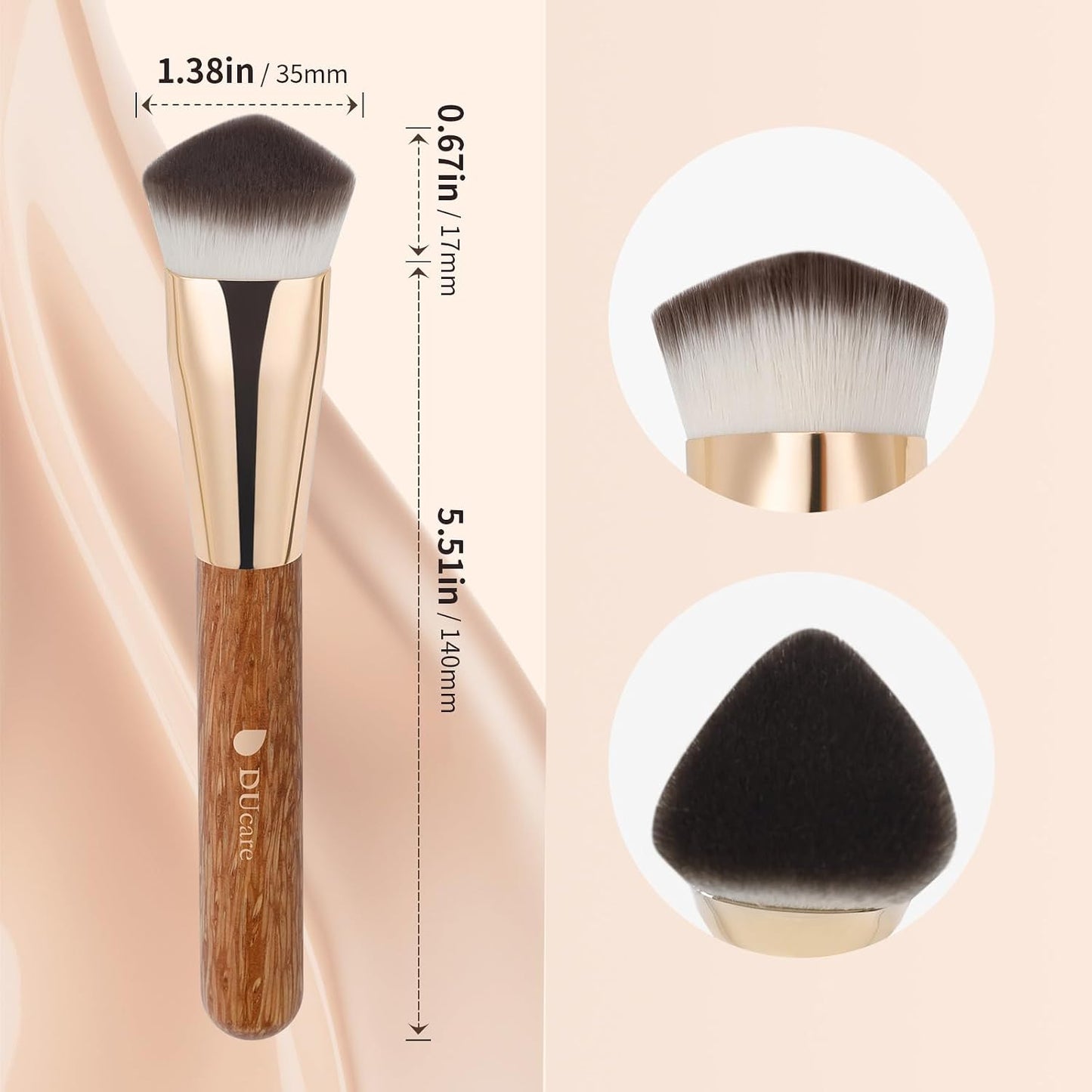 DUcare Pinnacle Foundation Brush, Professional Makeup Brush | For Buffing, Blending & Building Coverage, Made with Soft, Vegan & Cruelty-Free Fibers for Liquid or Cream Foundation