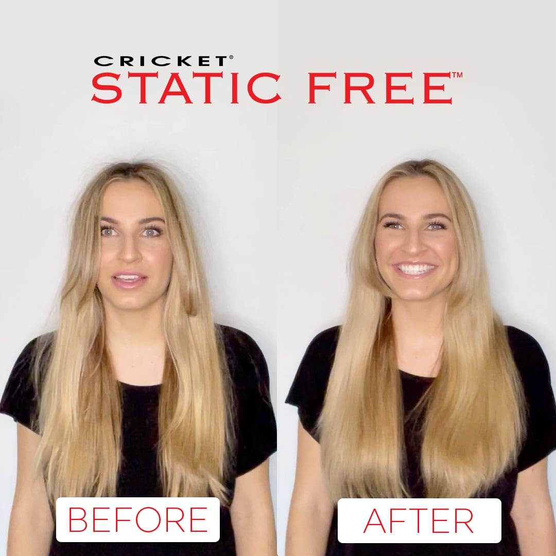 Cricket Static Free Cushion Styling 220 Hair Brush - Smoothing, Detangling, and Frizz-Free Styling - Anti-Static Metal Bristles for Thick, Curly, and Heavy Hair