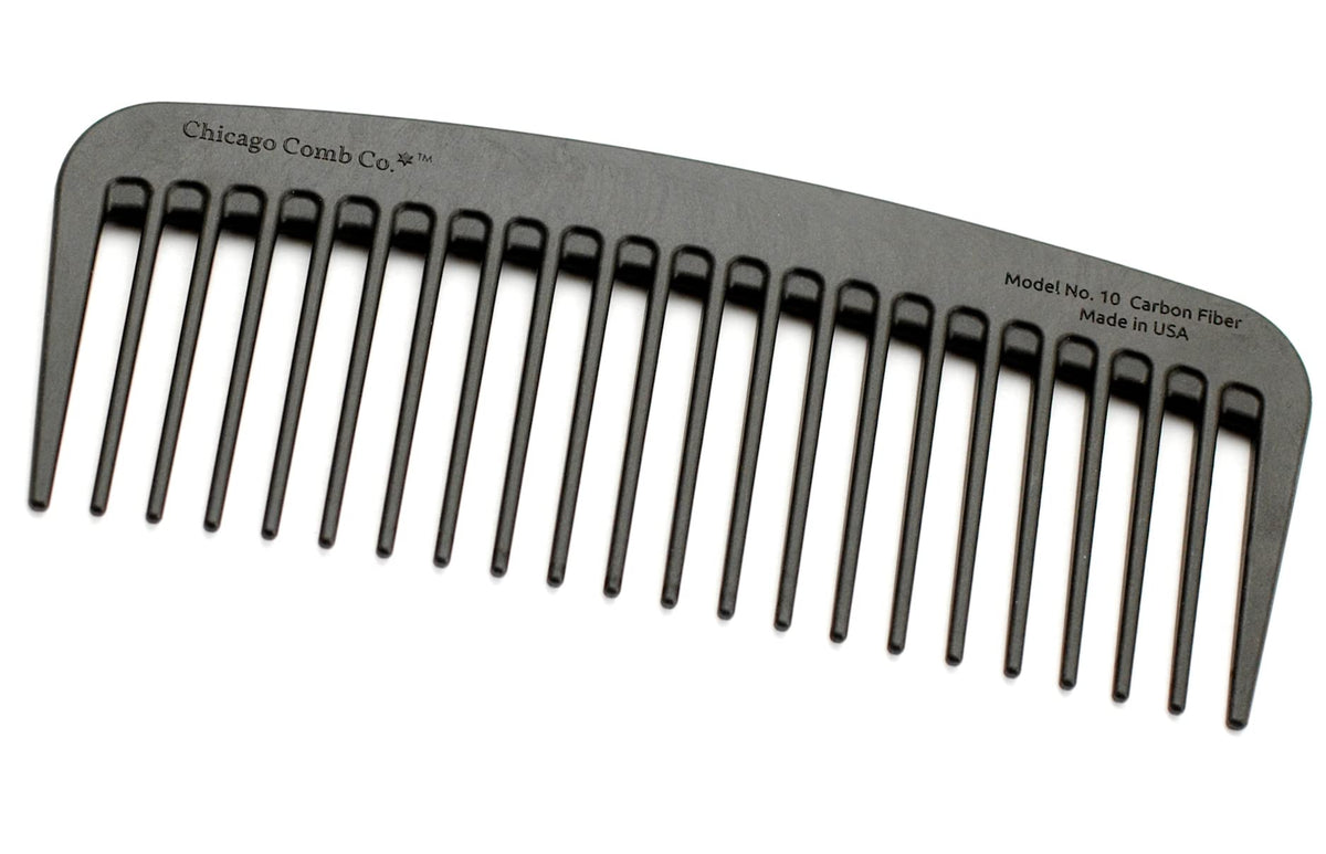 Chicago Comb Model 6 Carbon Fiber, 7 inches (17.8 cm) long, anti-static, graphite black, made in USA