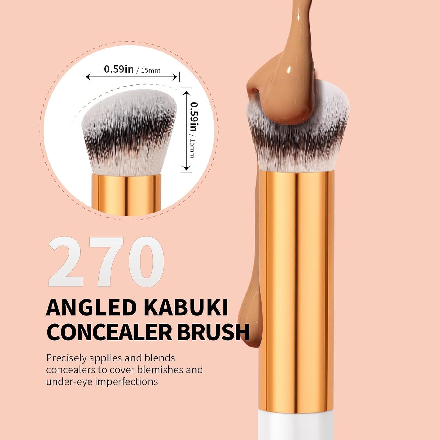 docolor Concealer Brush, 2PCS Angled Concealer Brushes Under Eye Mini Angled Flat Top Nose Contour Brush for Concealing Blending Setting