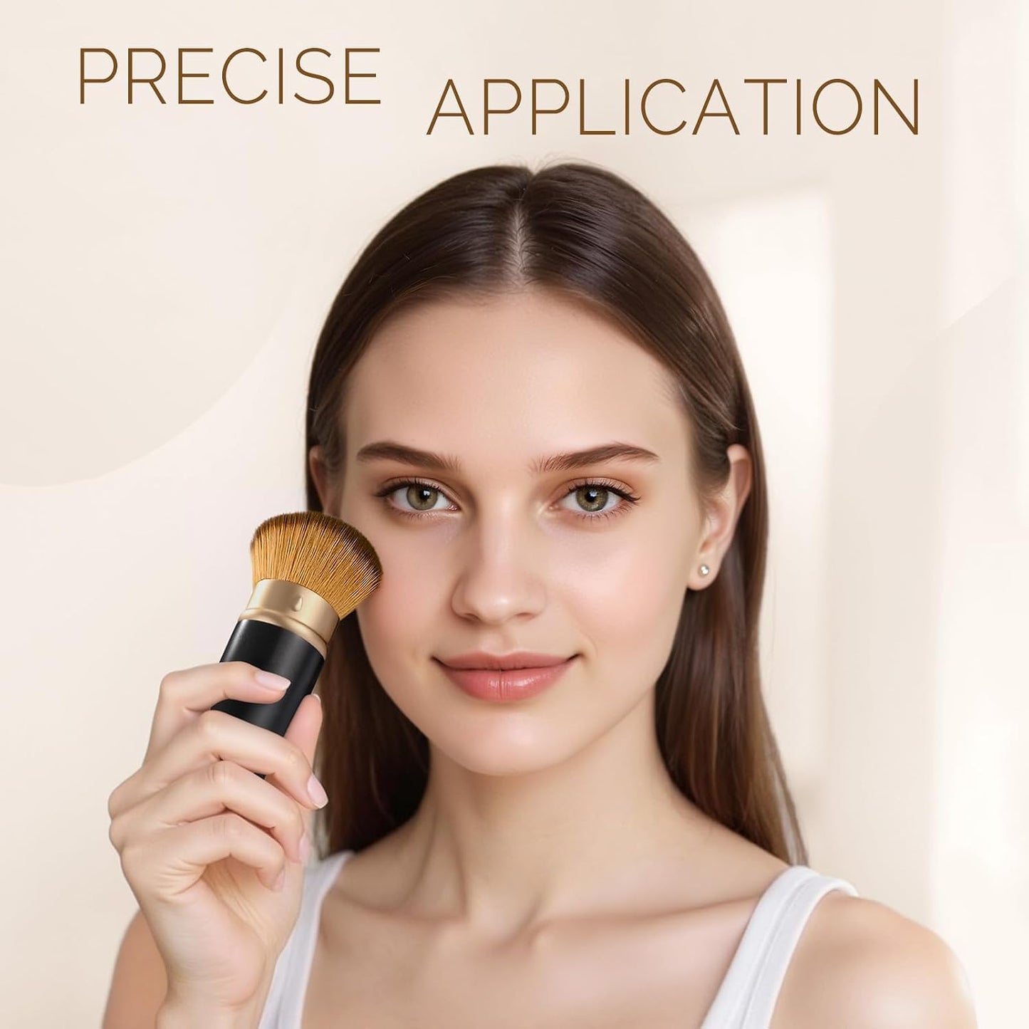 Angled Kabuki Brush with Retractable Desige For Professional makeup | Flawless Application of Foundation,Powder,Blush,Bronzer With Aluminium Body, Non-Toxic Bristles,Cream&liquid cosmetics(Black)