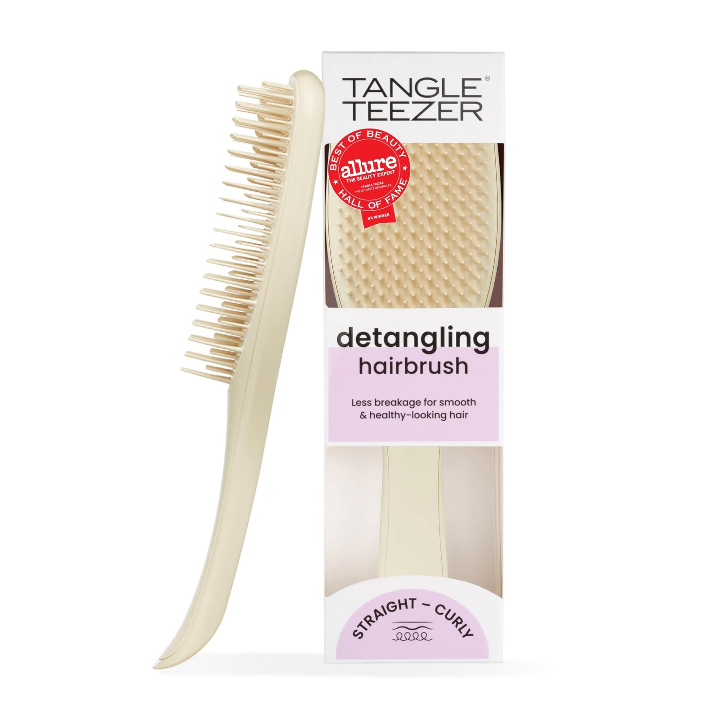 Tangle Teezer Ultimate Detangler Brush, Straight to Wavy, Millennial Pink | Patented two-tier, regular-flex teeth reduce breakage & split ends on wet or dry hair; Shower-friendly hairbrush for all ages