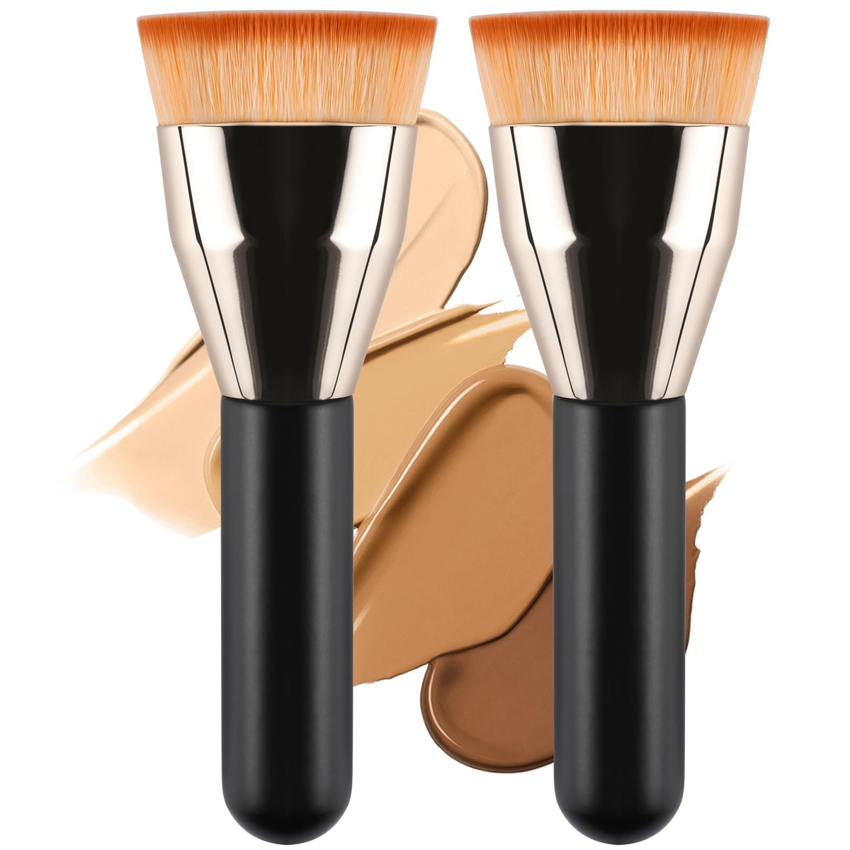 Foundation Brush for Mature Skin, Flat Top Kabuki Makeup Brush for Liquid Foundation, Cream & Powder, Premium Face & Body Buffing Blending Brush for Streak-Free Finish