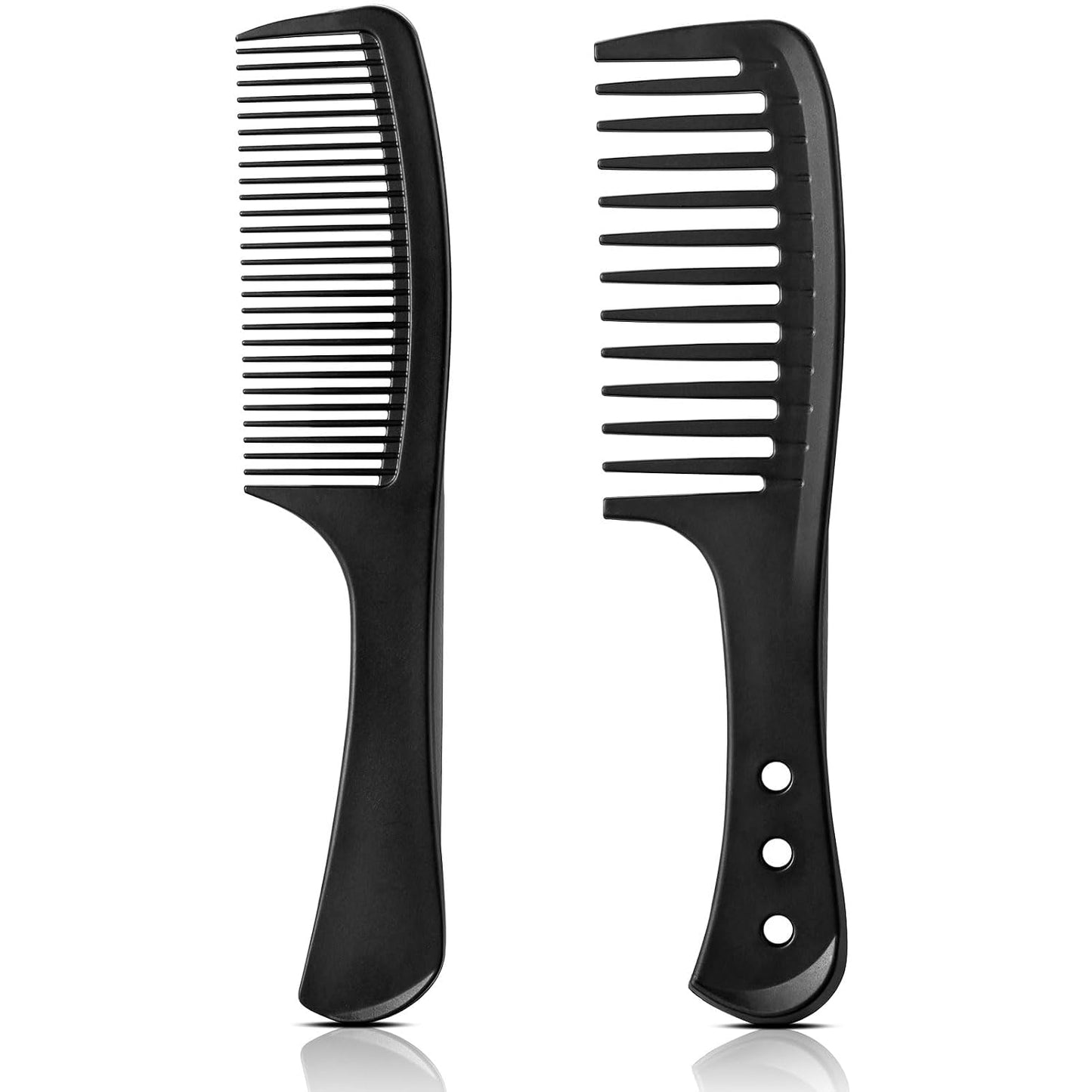 2-Pack Professional Comb Set - Wide + Fine Tooth | Unisex for All Hair Types (Curly/Straight/Thick), Enhanced Anti-Tangling