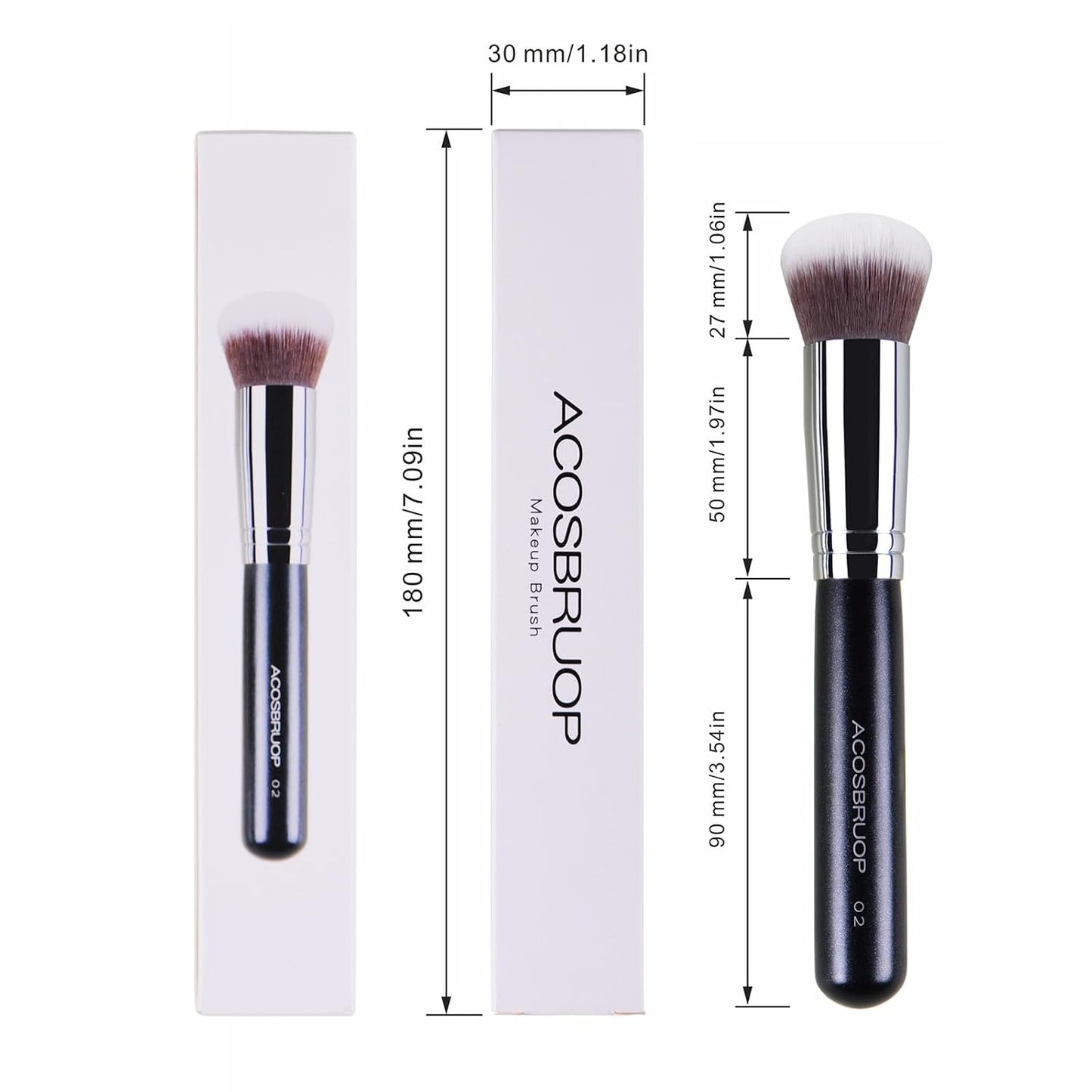 Foundation Brush, Round Top Kabuki Foundation Brush and Professional Grade Makeup Brush for Liquid Blending Mineral Powder Bufting Stippling Makeup Tools, Black