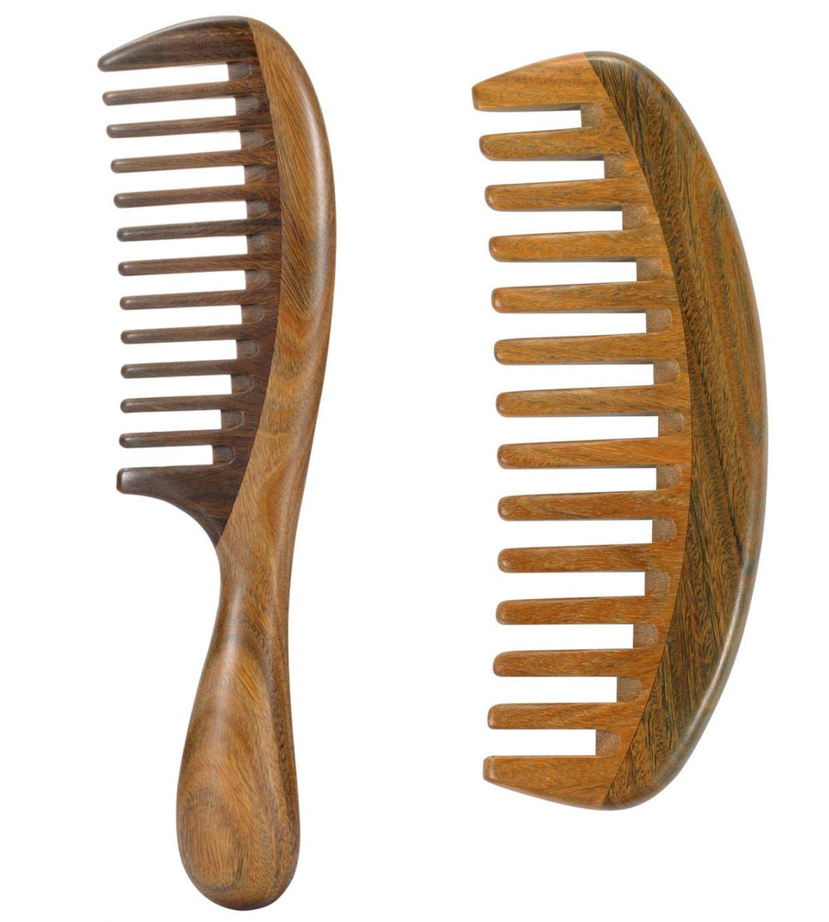 Louise Maelys Wooden Wide Tooth Hair Comb for Curly Detangling Sandalwood | Anti Static Smooth Teeth Reduce Snagging Breakage Scalp Massage Travel Friendly Size Grooming Gentle Hair Care Tool