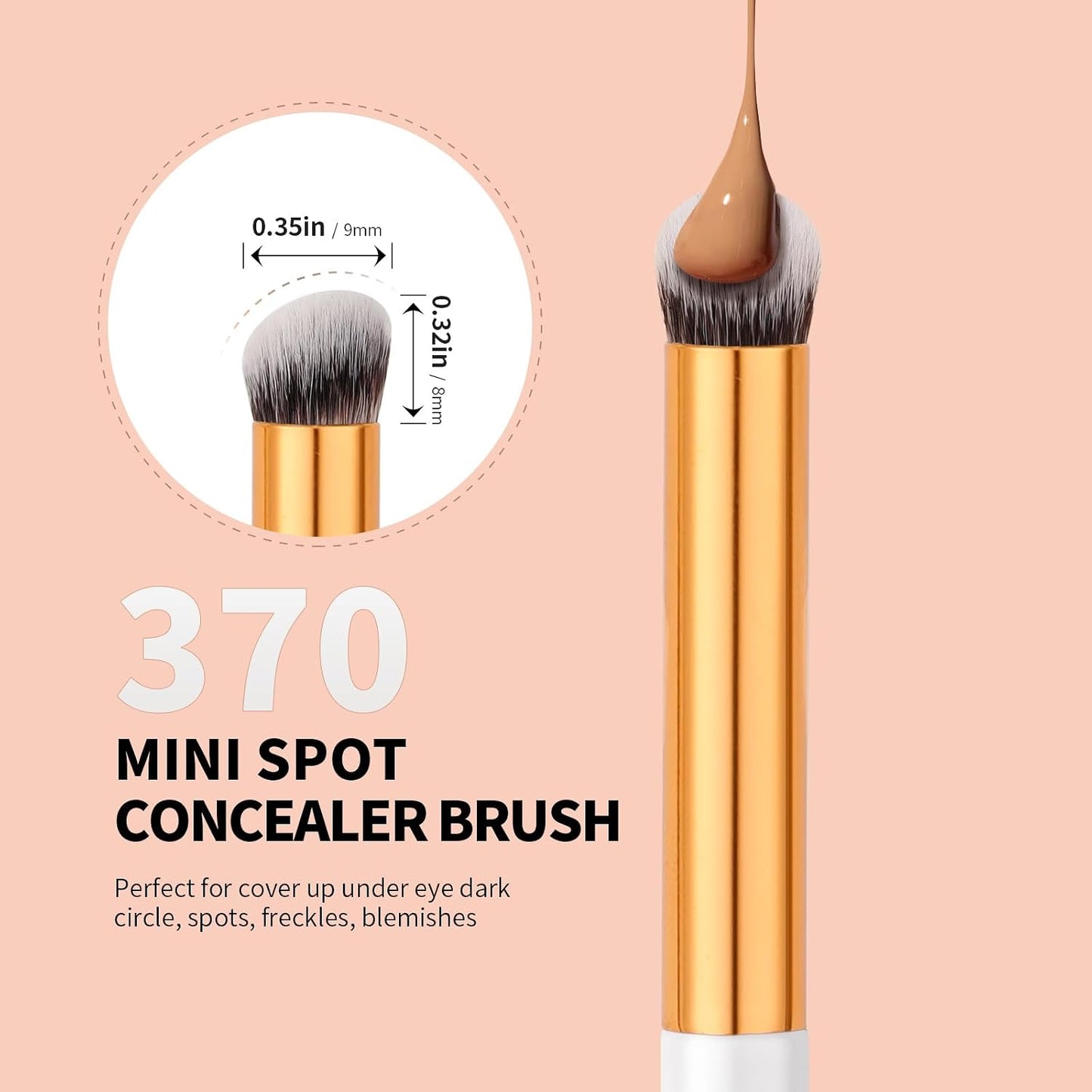 docolor Concealer Brush, 2PCS Angled Concealer Brushes Under Eye Mini Angled Flat Top Nose Contour Brush for Concealing Blending Setting