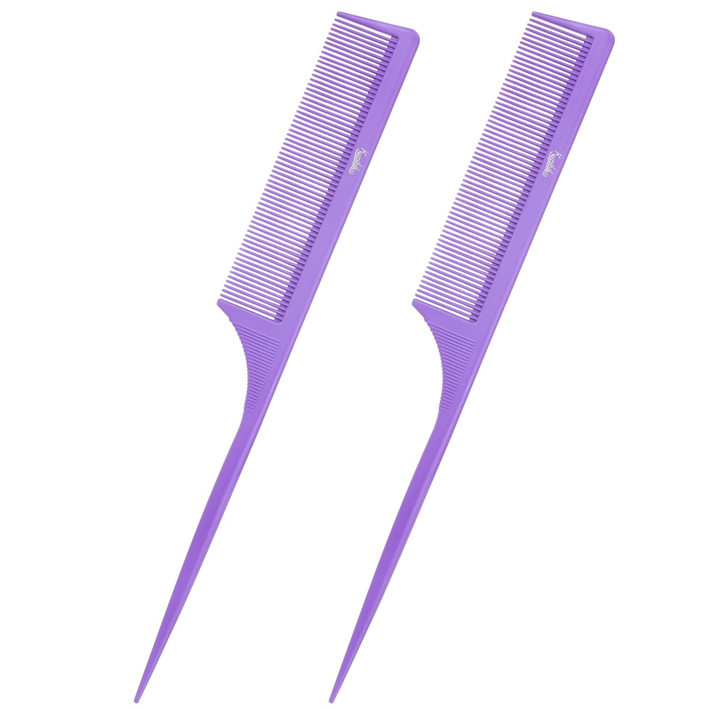 2Pcs Rat Tail Comb Parting Combs for Women, Fine Tooth Parting Tip Carbon Fiber Root Teasing Anti Static Hair Comb for Styling (Green,Black)