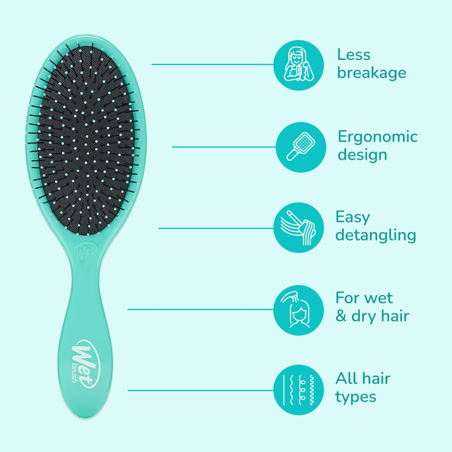 Wet Brush Original Detangler Hair Brush, Amazon Aqua, For All Hair Textures | Ultra-Soft IntelliFlex Bristles Detangle Wet, Dry & Damaged Hair with Less Breakage, Pain-Free Detangling Brush